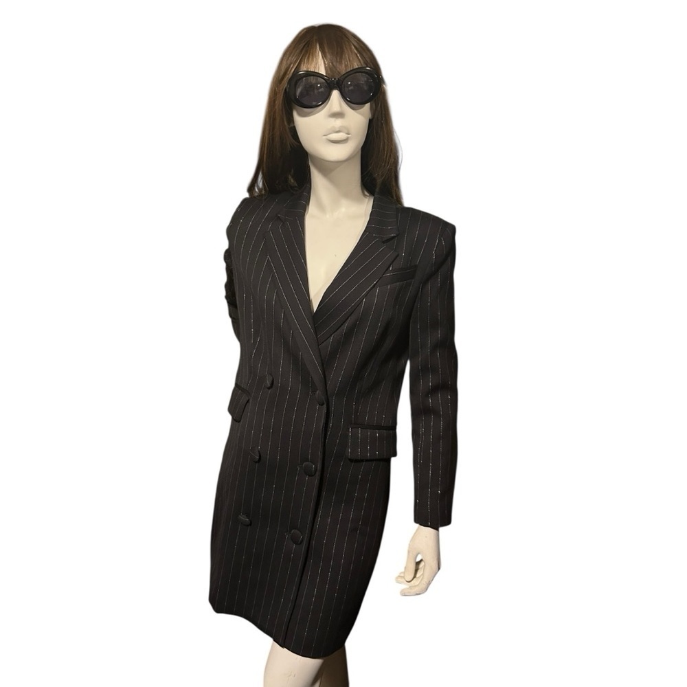 Milly Black Size 6 Pinstripe Double-Breasted Dress